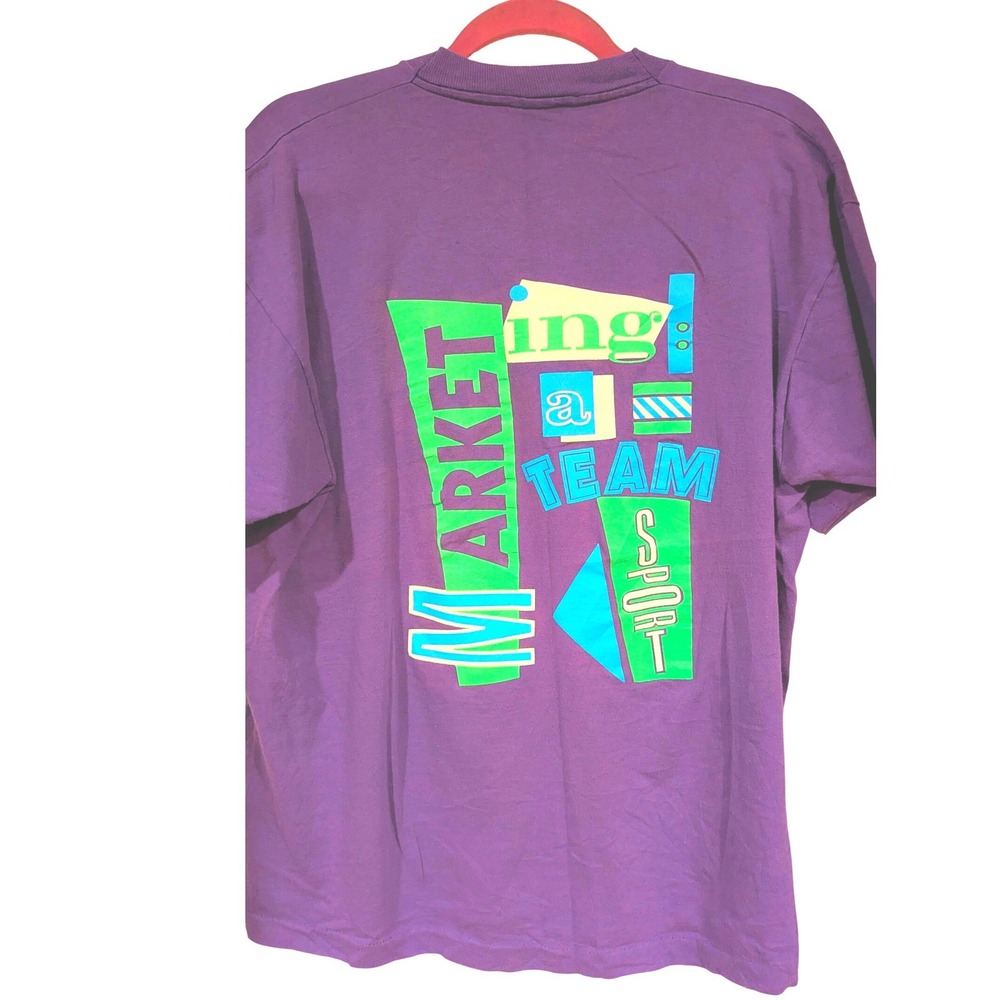 Fruit of the Loom T-Shirt XL Purple 90s Marketing Team Single Stitch Vintage USA